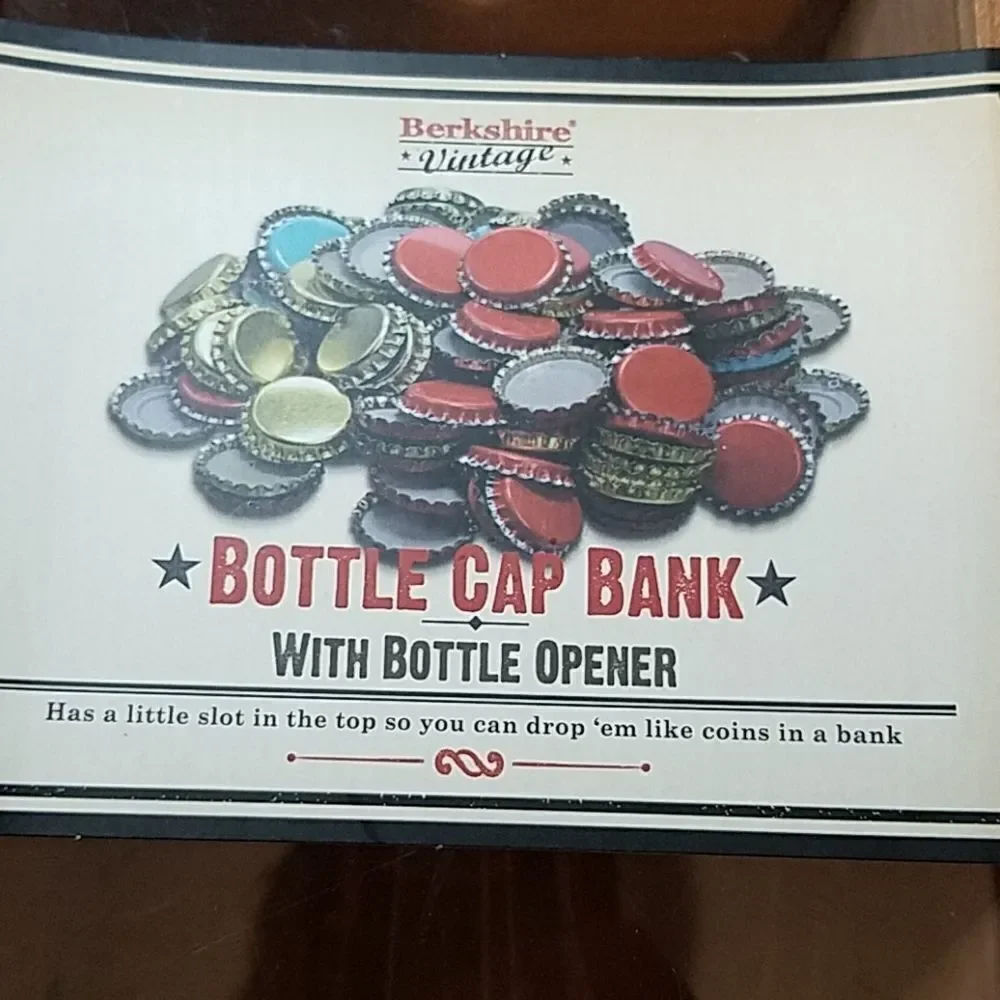 Bottle cap bank with bottle opener